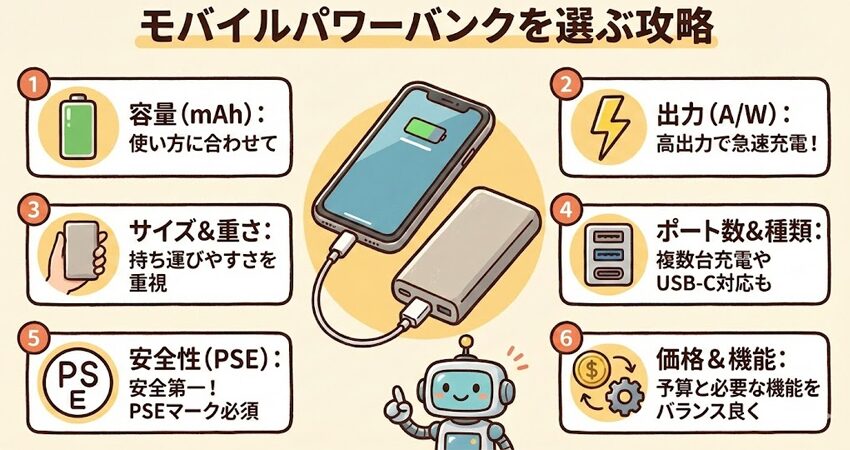 モバイルバッテリーを選ぶ前に押さえておきたいポイント